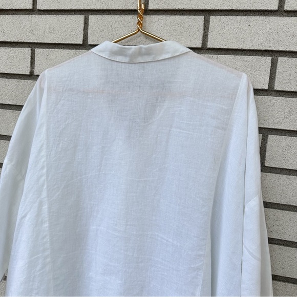 Cut Loose White Linen Oversized Button Front Shirt Top 3/4 Sleeve Made in USA L - Picture 10 of 12